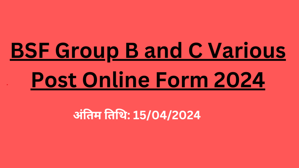 BSF Group B and C Various Post Online Form 2024